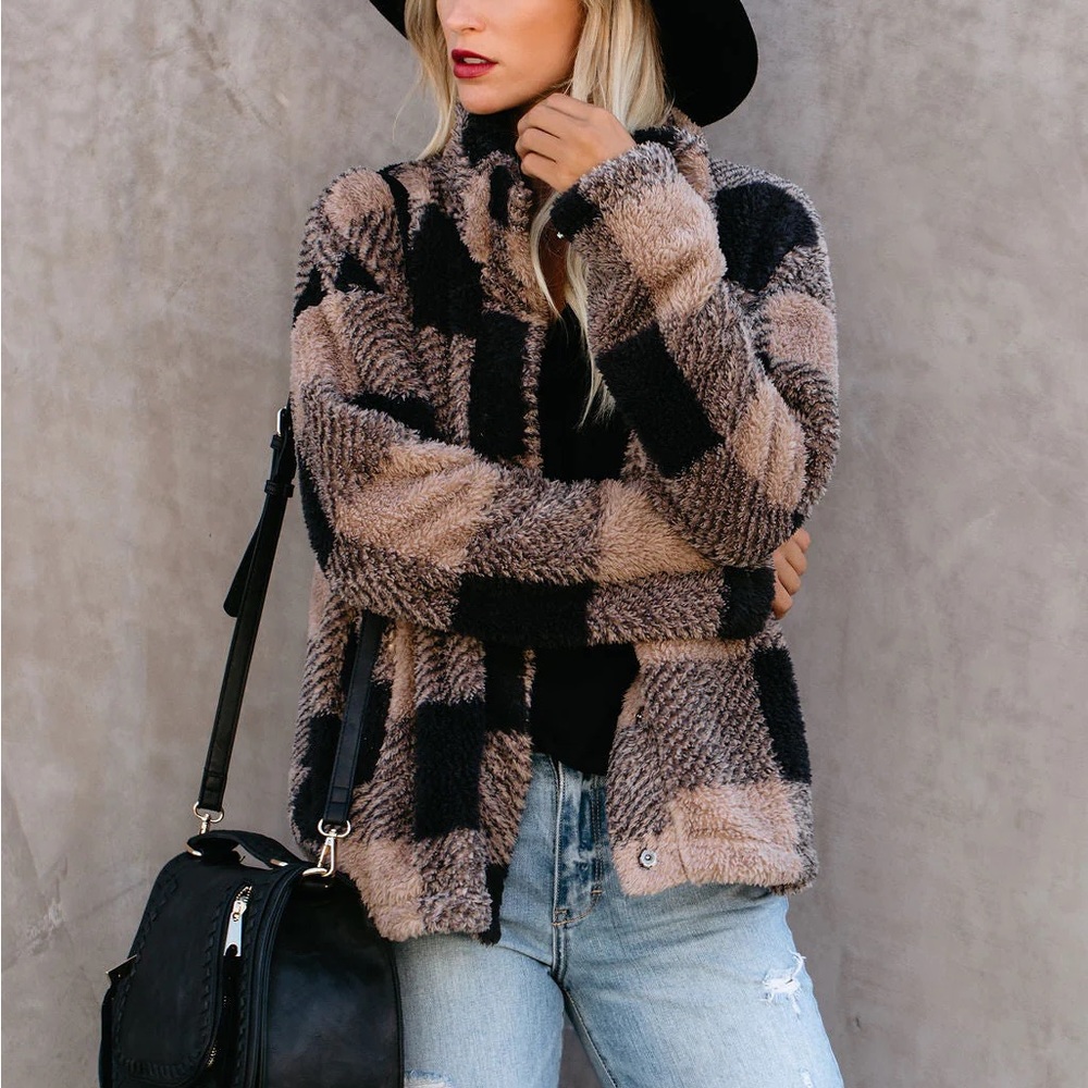 Vici Black and Tan Plaid Jacket